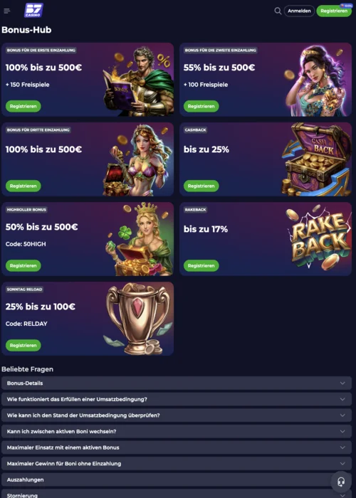 Bonusoverzicht B7 Casino